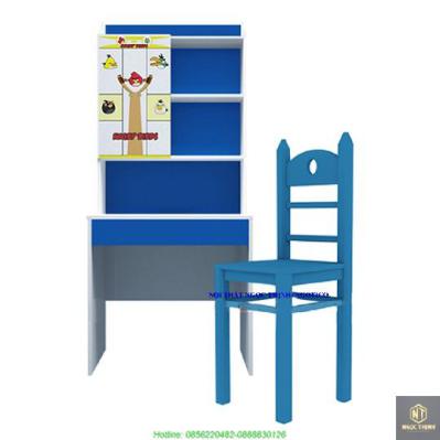 Bộ Bàn Học Có Giá Sách Hình Angry Bird NGOTICO CSARBM08B (80cm) - Xanh