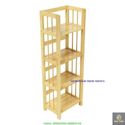 Kệ Sách 4 Tầng Gỗ Cao Su NGOTICO HB440RN (40cm) - Màu Tự Nhiên