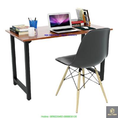 Bộ Bàn NGOTICO Rec-T Chân Đen Màu Cánh Gián Và Ghế Eames Chân Gỗ Trắng