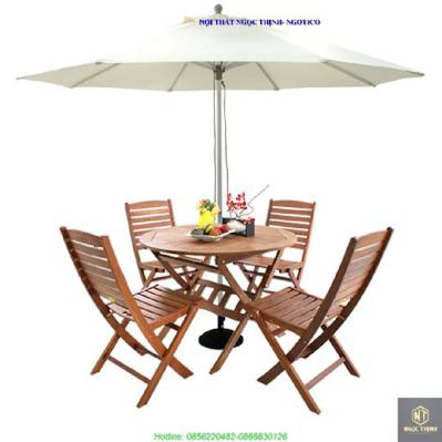 Bộ Bàn Punai 4 Ghế Xếp Sumur NGOTICO NS4002B (100 x 100 x 72 cm) - Nâu
