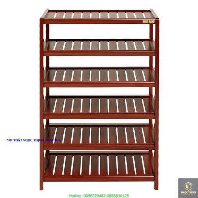 Kệ Dép 6 Tầng Gỗ Cao Su NGOTICO NTC663 (63 x 30 x 105 cm) - Cánh Gián