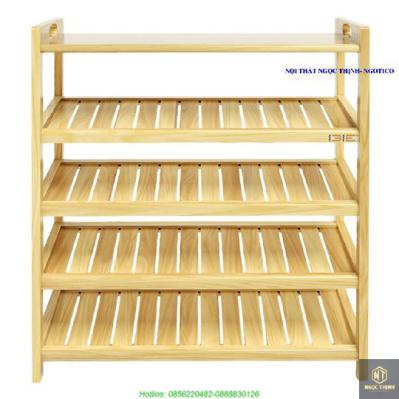 Kệ Dép 5 Tầng Ván Gỗ Cao Su NGOTICO IV573 (73 x 30 x 90 cm) - Tự Nhiên