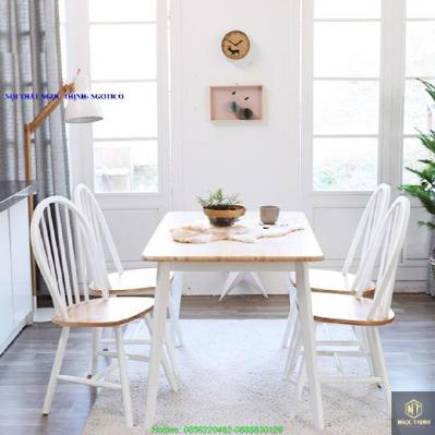 Bộ Bàn Ăn Windsor Màu Trắng 4 Ghế NGOTICO DTMWR4