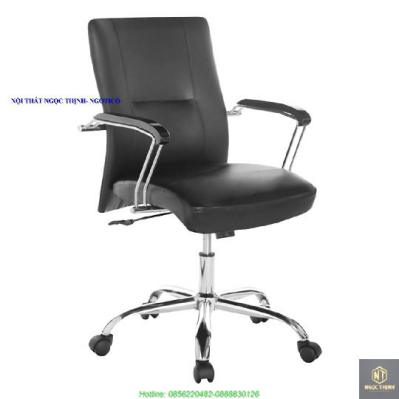 Ghế Trưởng Phòng Tay Ốp Gỗ Chân Thép Mạ Cao Cấp NGOTICO NTC311 - Đen