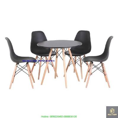 Bộ Bàn Tròn NGOTICO Eiffel Đen 4 Ghế Eames