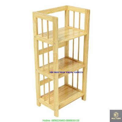 Kệ Sách 3 Tầng Gỗ Cao Su NGOTICO HB340RN (40cm) - Màu Tự Nhiên